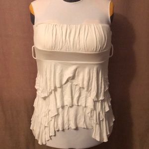 Cute frilly, white strapless top